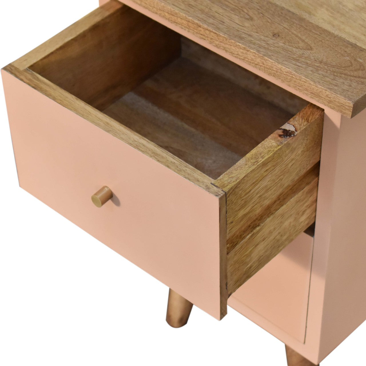 Blush Pink Painted Bedside. 100% Solid Mango Wood