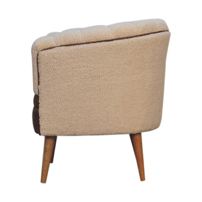 Boucle Cream Buffalo Armchair. Solid Mango Wood