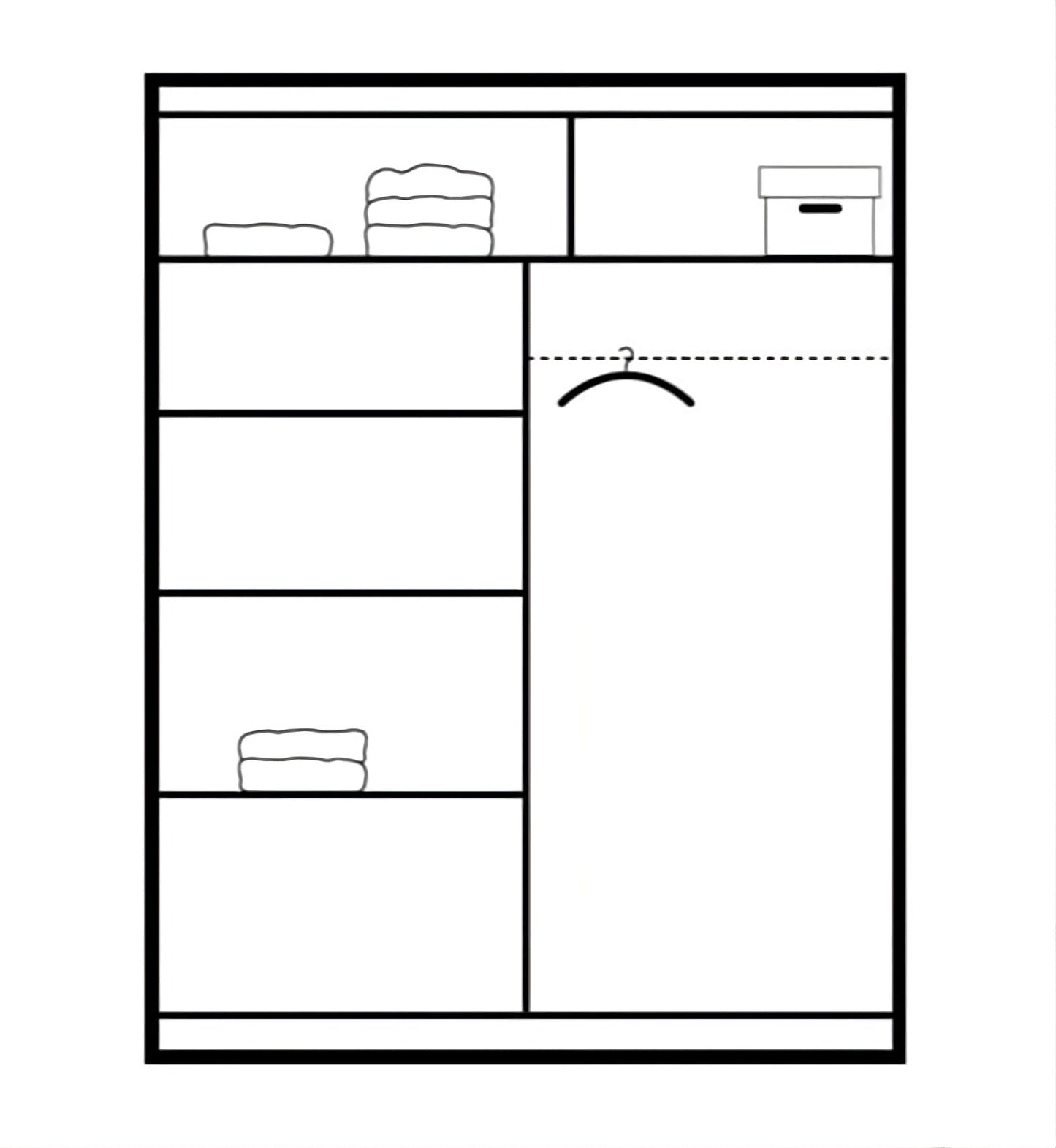 Contemporary White & Black Sliding Door Wardrobe 150cm - Mirrored Modern Storage