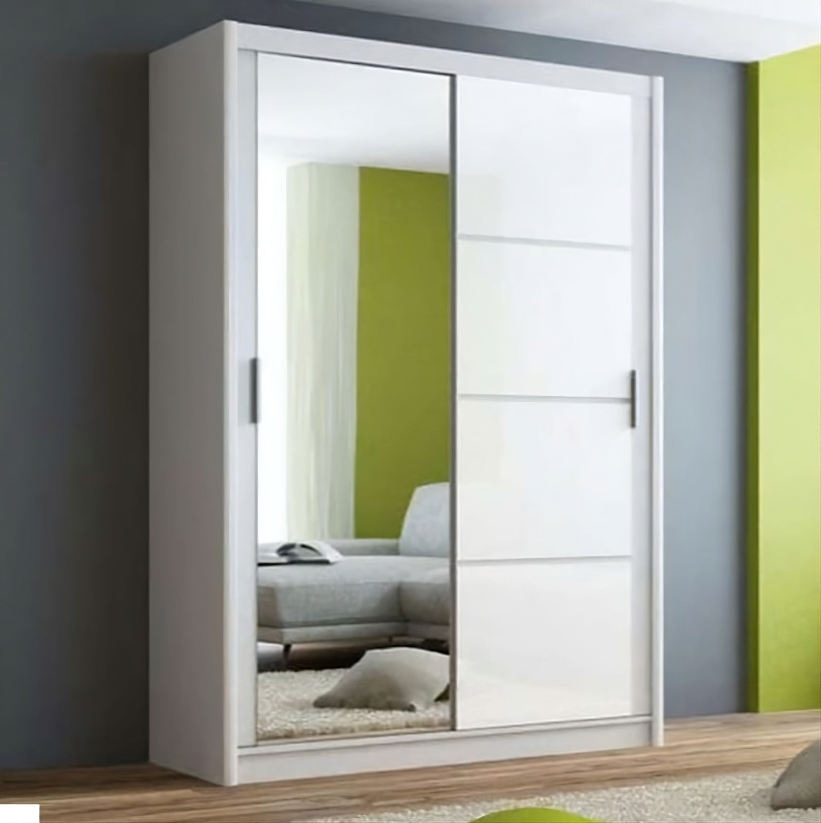 Brandon White & Black Sliding Door Wardrobe 150cm Wide