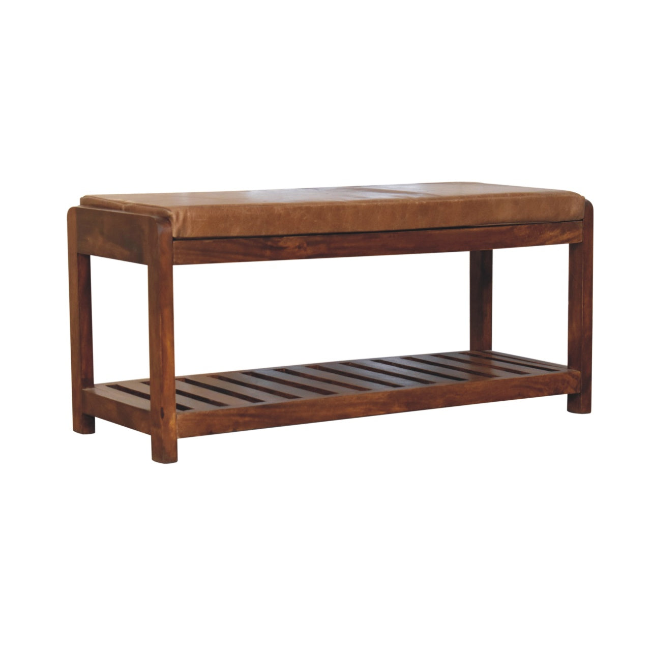 Buffalo Slatted Hallway Bench. 100% Solid Mango Wood