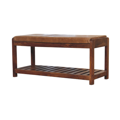 Buffalo Slatted Hallway Bench. 100% Solid Mango Wood