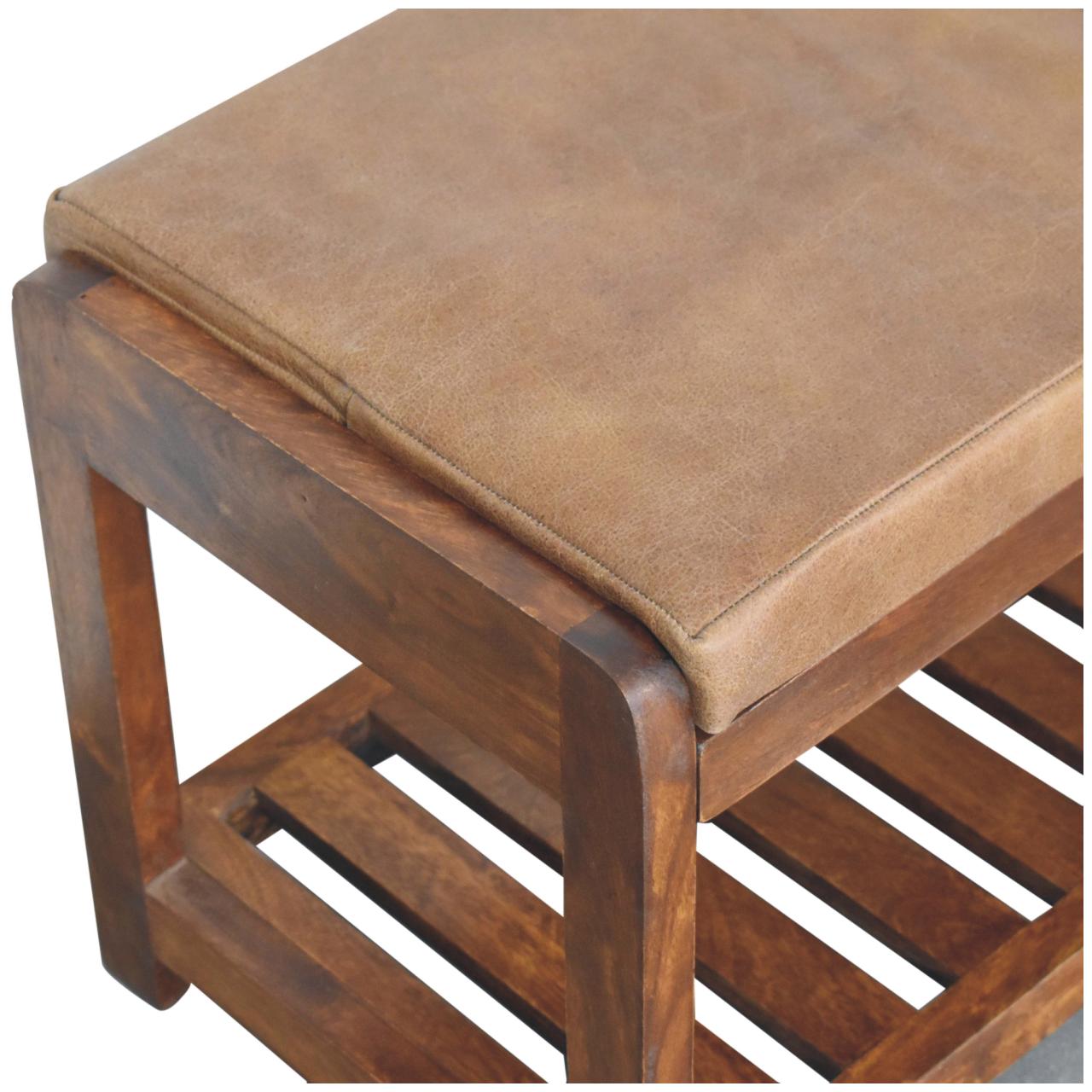 Buffalo Slatted Hallway Bench. 100% Solid Mango Wood