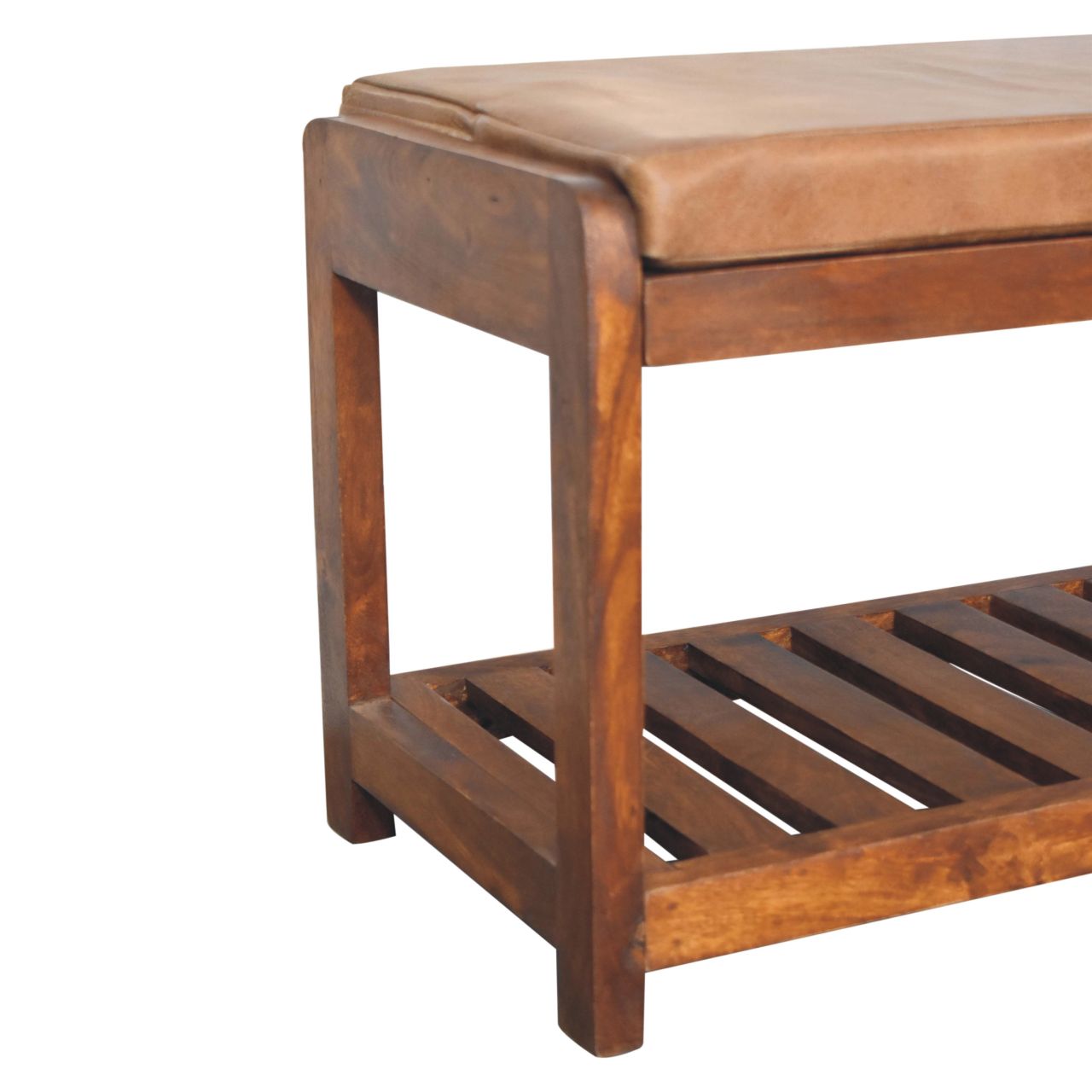 Buffalo Slatted Hallway Bench. 100% Solid Mango Wood