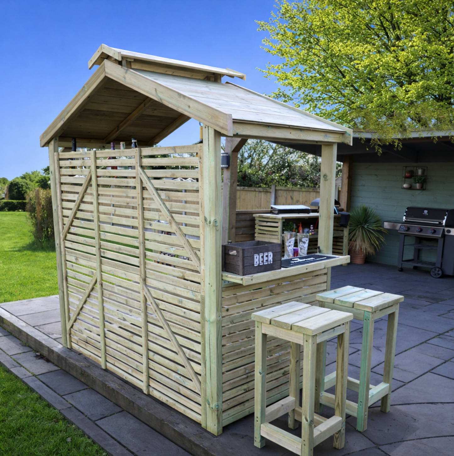 Buxton Garden Bar including 2 stools Pressure Treated Timber