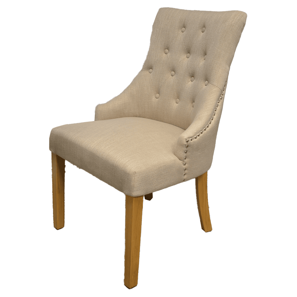 Windsor Fabric Dining Chair, Solid Oak Legs. 3 Colours Available