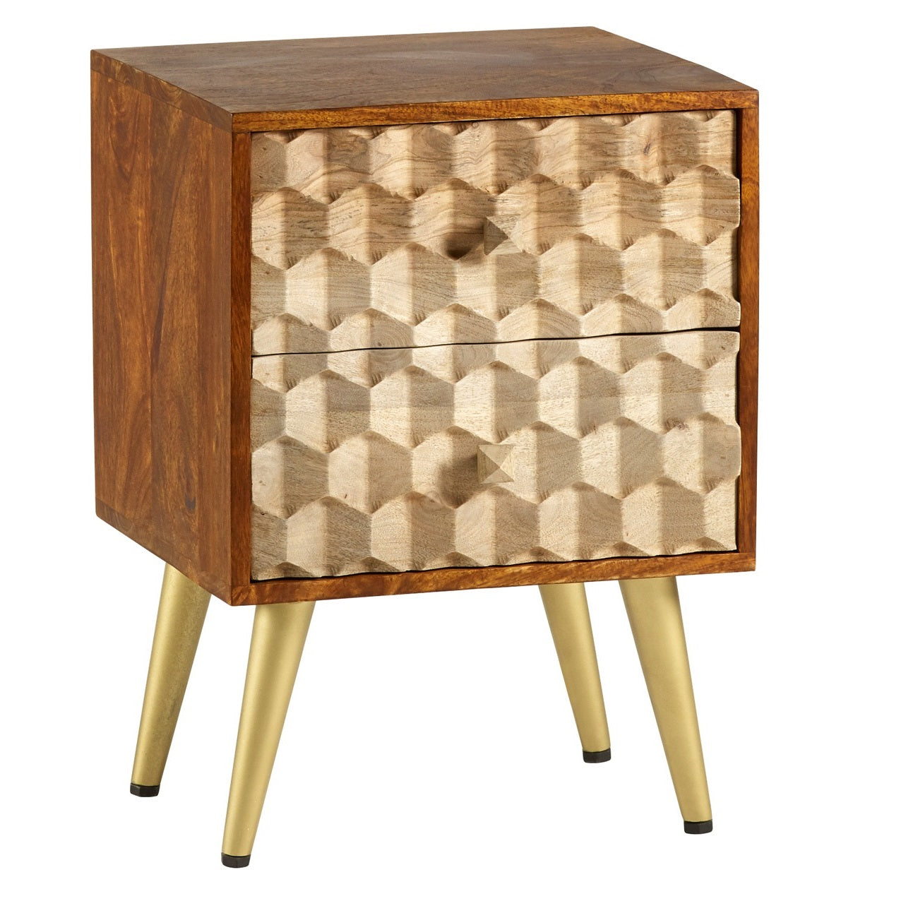 Edison 2 Drawer Side Table Solid Mango Wood