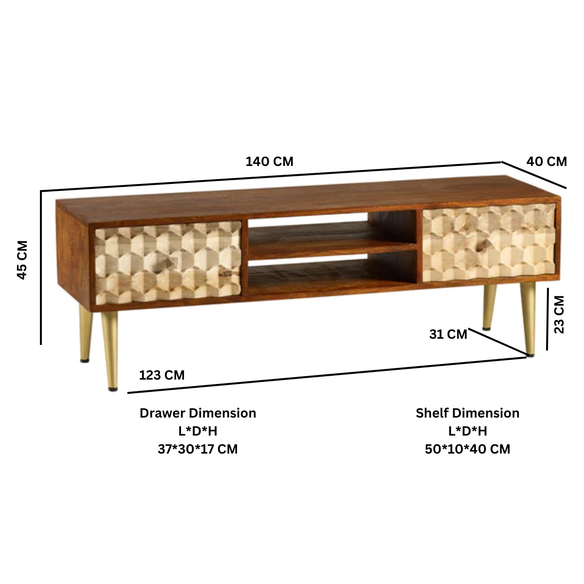 Edison Plasma TV Stand Solid Mango Wood