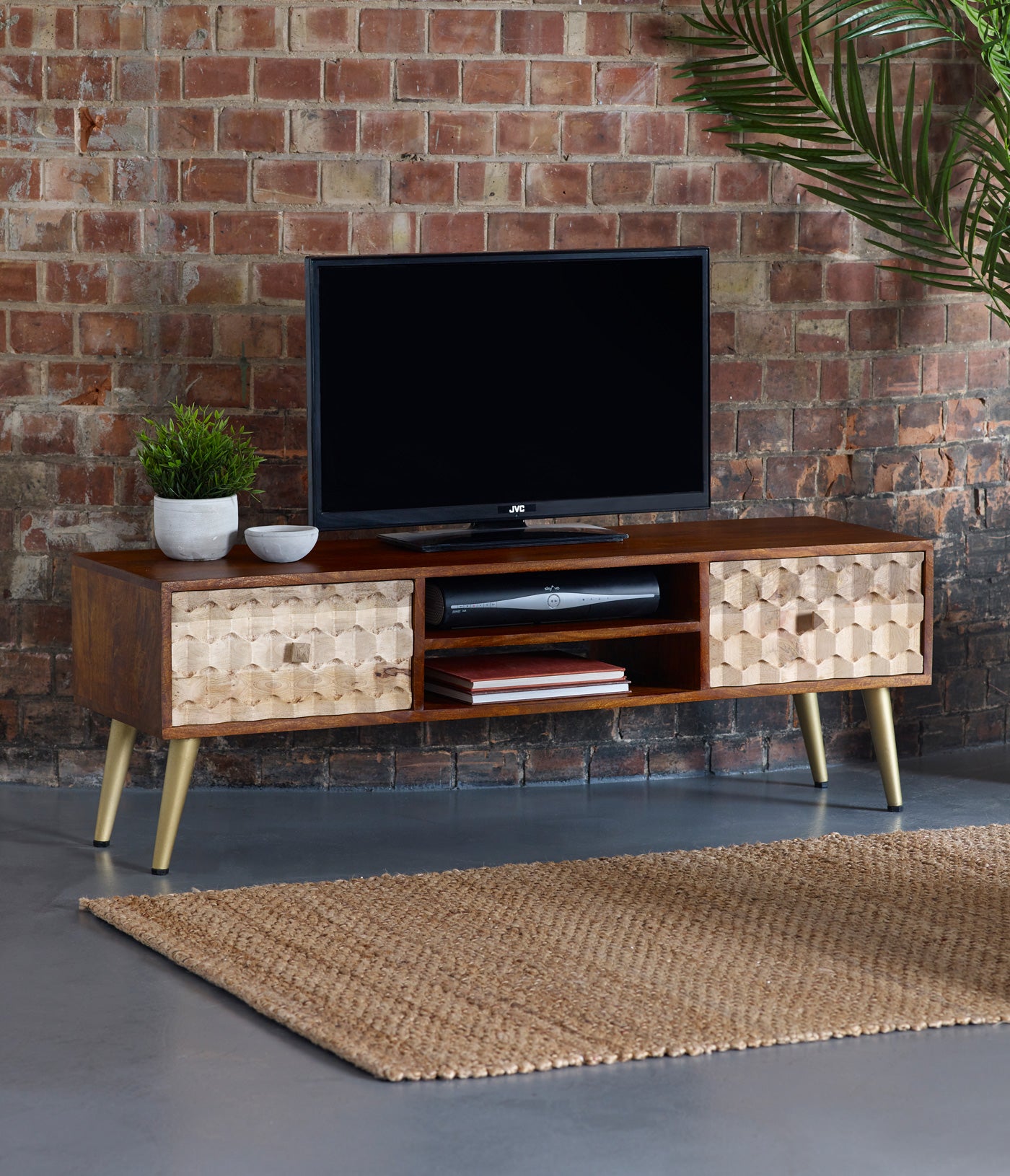 Edison Plasma TV Stand Solid Mango Wood