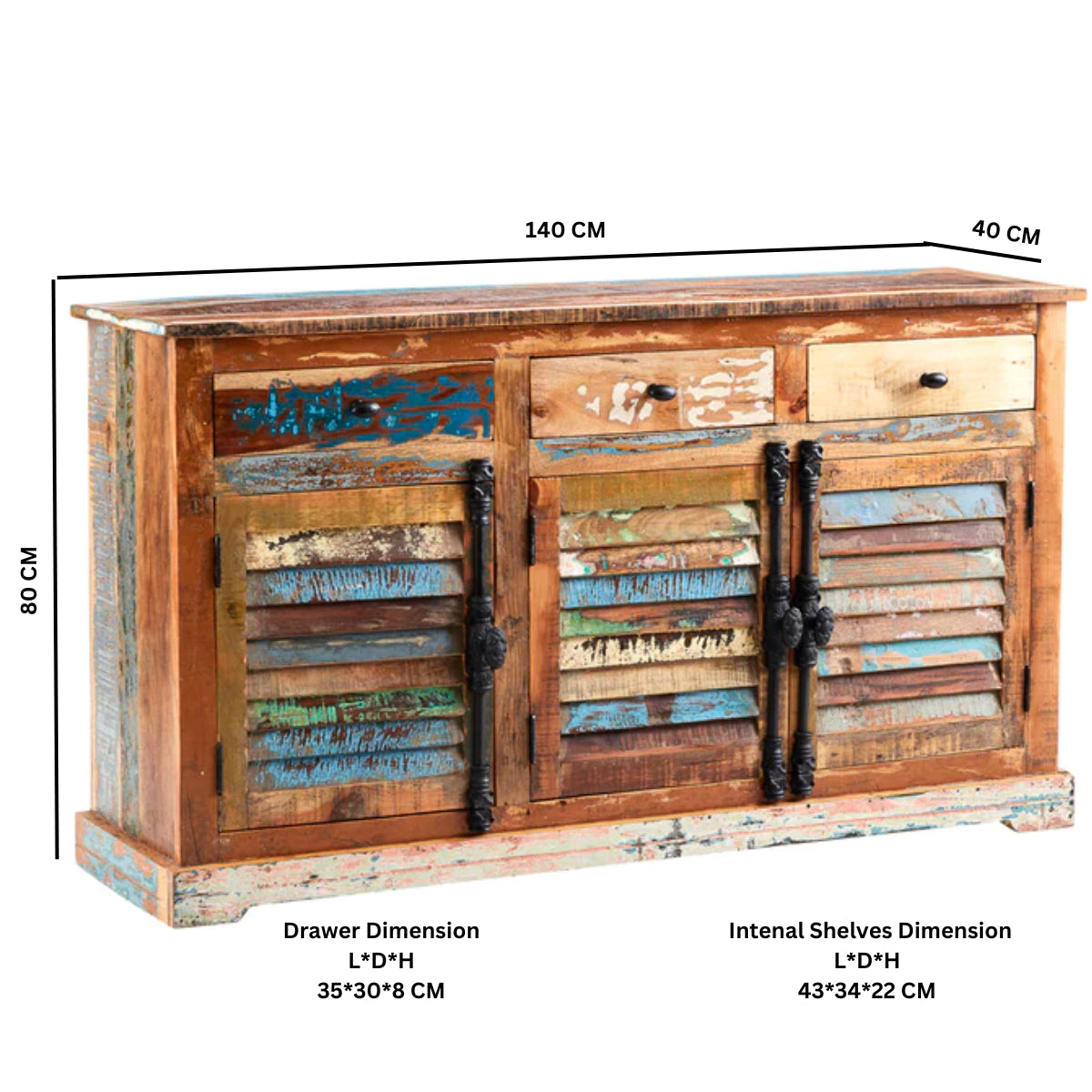 Coastal Large Sideboard 100% Reclaimed Wood