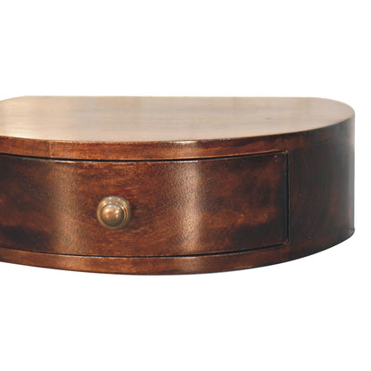 California Walnut Rounded Bedside. 100% Solid Mango Wood