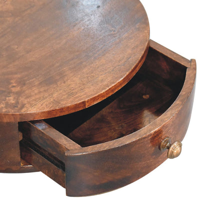 California Walnut Rounded Bedside. 100% Solid Mango Wood