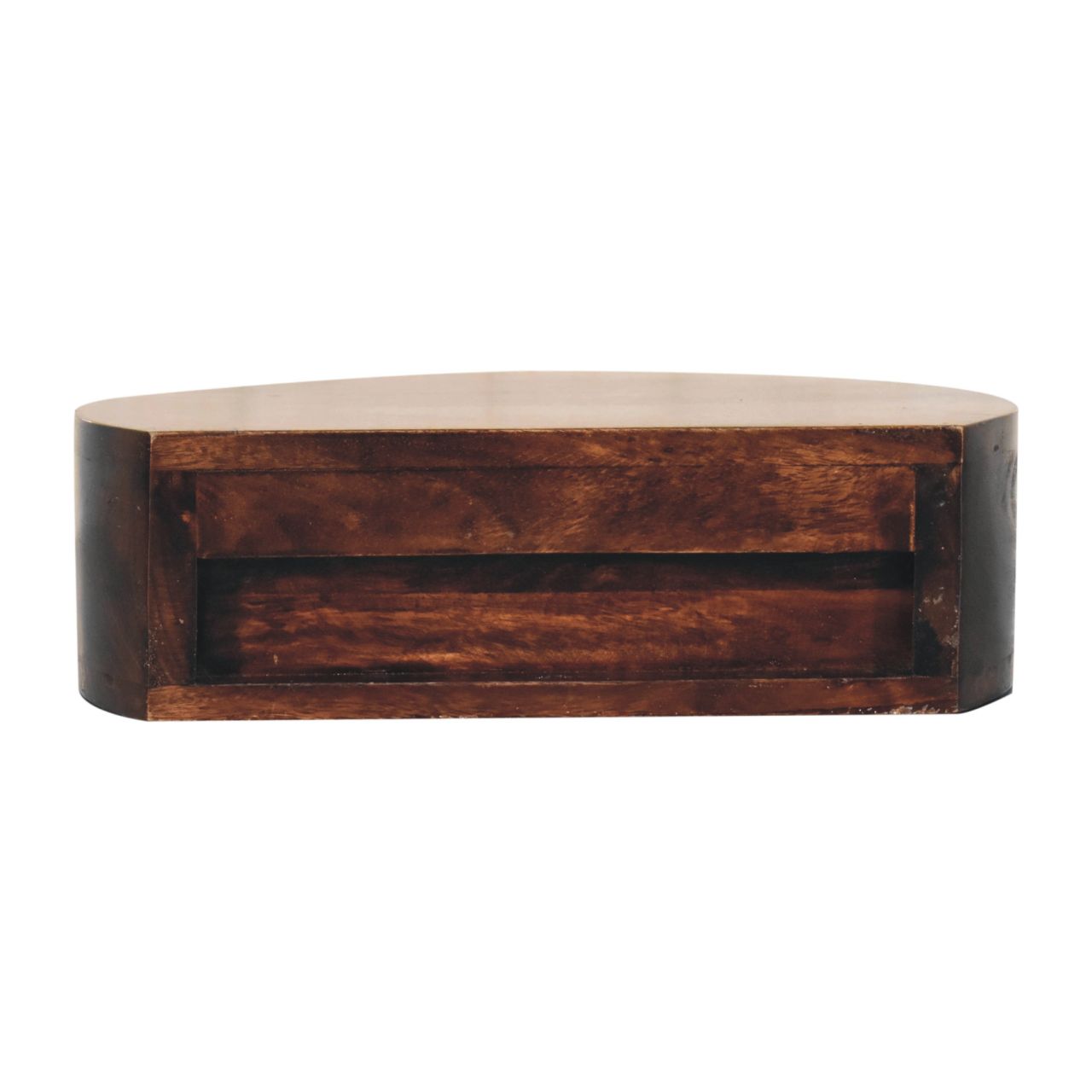 California Walnut Rounded Bedside. 100% Solid Mango Wood