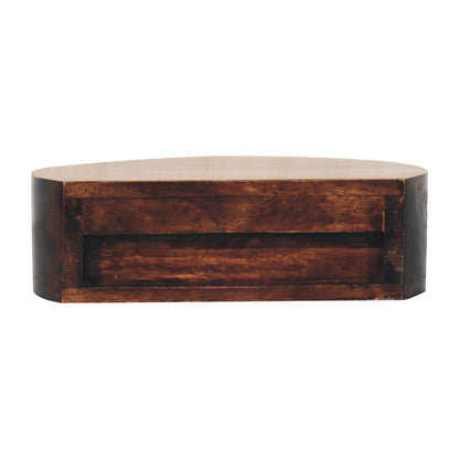 California Walnut Rounded Bedside. 100% Solid Mango Wood