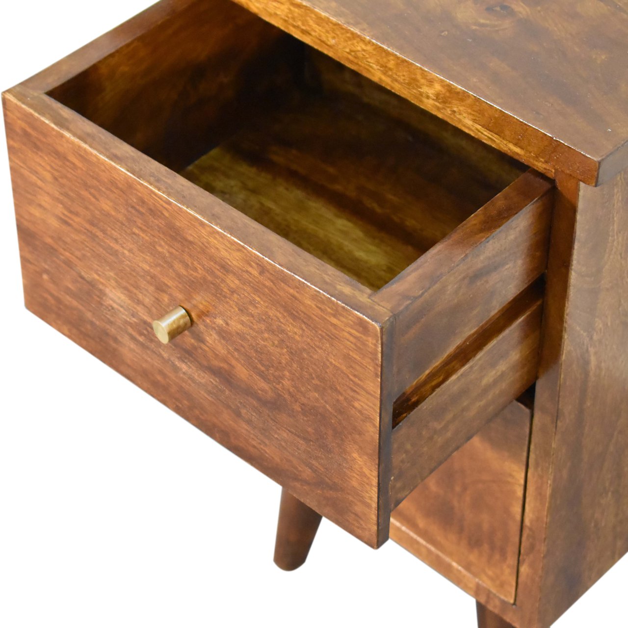Chestnut Bedside. 100% Solid Mango Wood