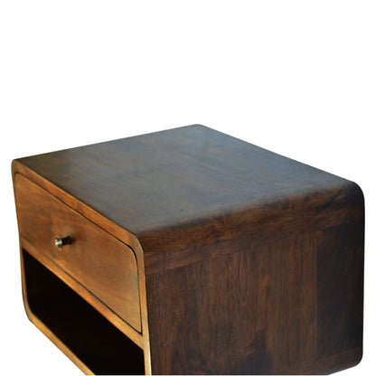 Chestnut Curve Floating Bedside 100% Solid Wood Mango