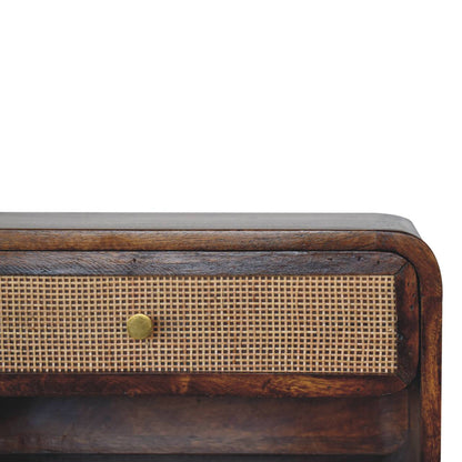 Chestnut  Open Woven Bedside. 100% Solid Mango Wood
