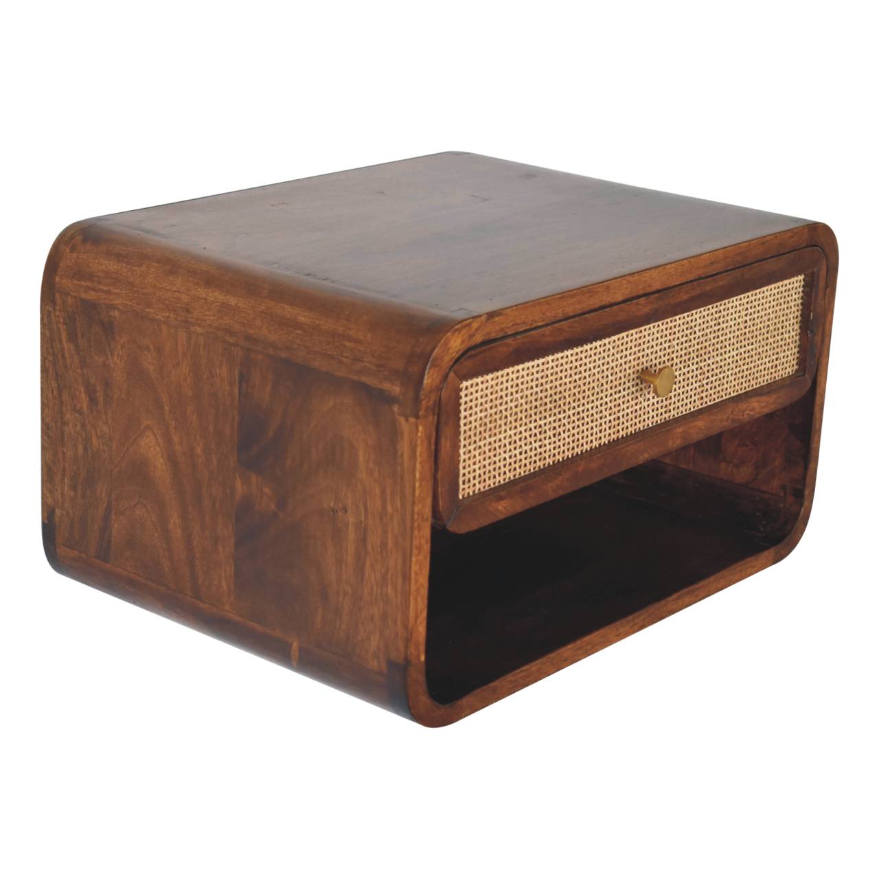 Chestnut  Open Woven Bedside. 100% Solid Mango Wood