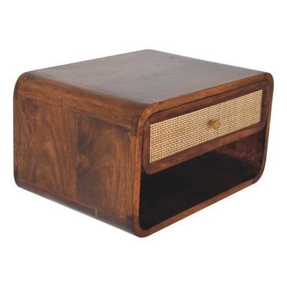 Chestnut  Open Woven Bedside. 100% Solid Mango Wood