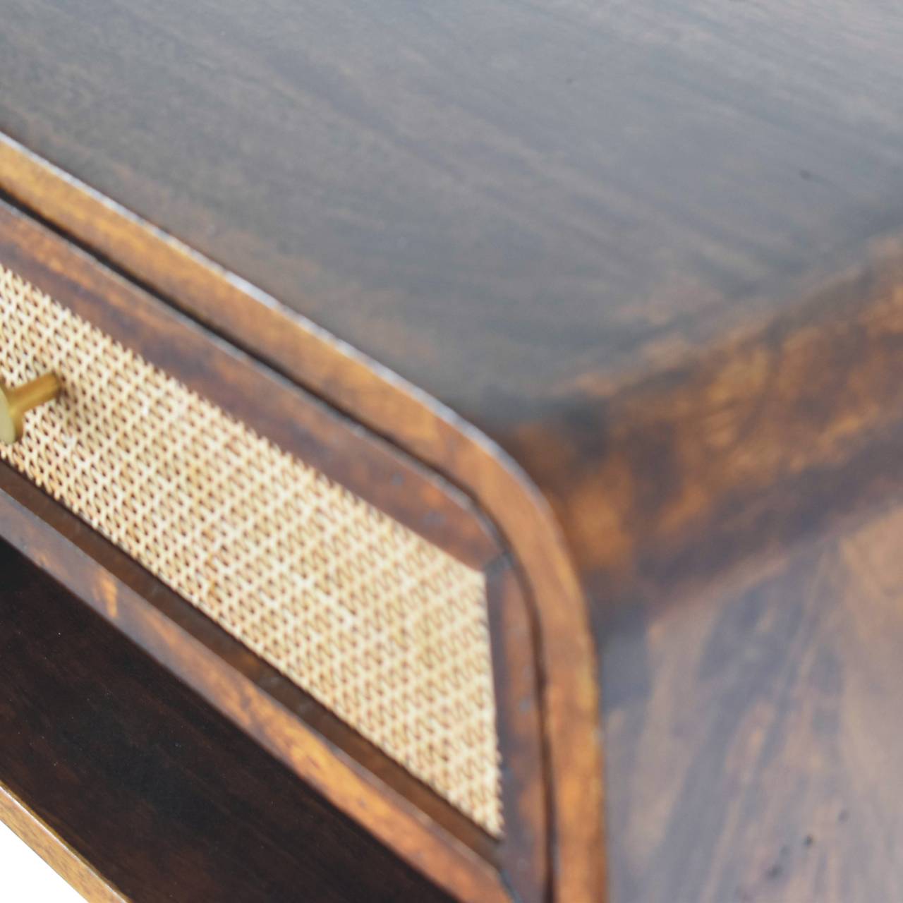 Chestnut  Open Woven Bedside. 100% Solid Mango Wood