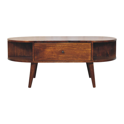 Chestnut Oval Coffee Table. 100% Solid Mango Wood