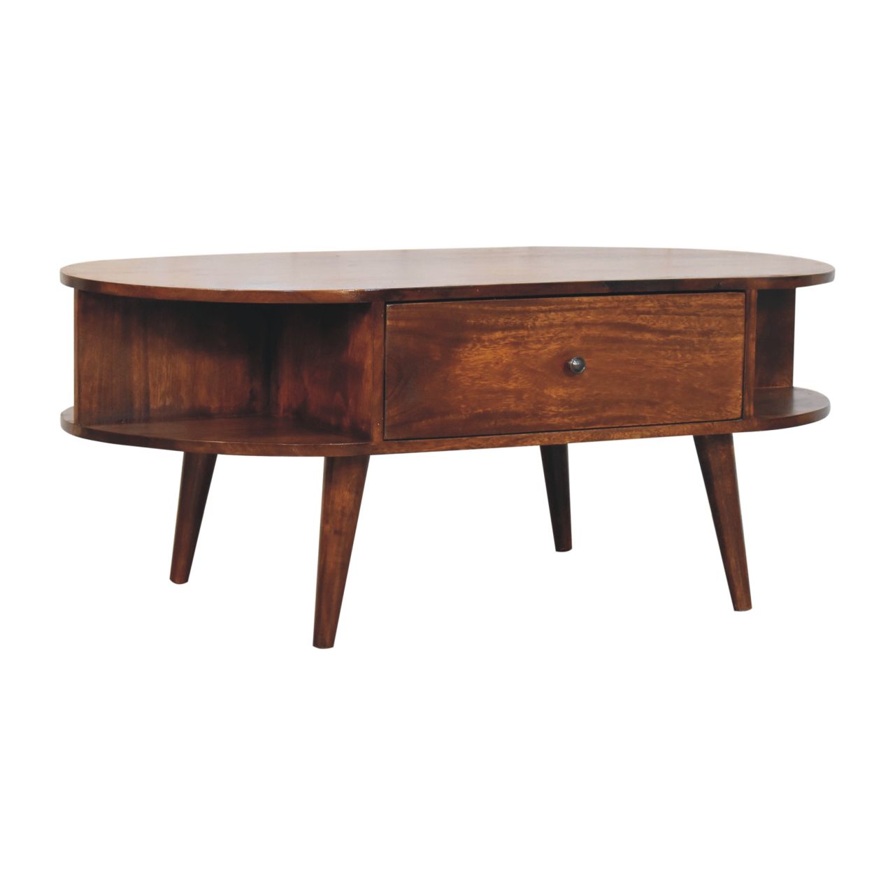 Chestnut Oval Coffee Table. 100% Solid Mango Wood