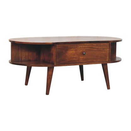 Chestnut Oval Coffee Table. 100% Solid Mango Wood