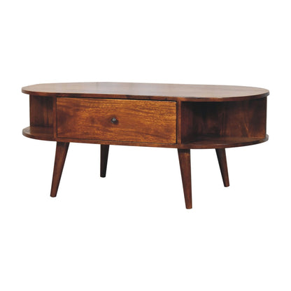 Chestnut Oval Coffee Table. 100% Solid Mango Wood