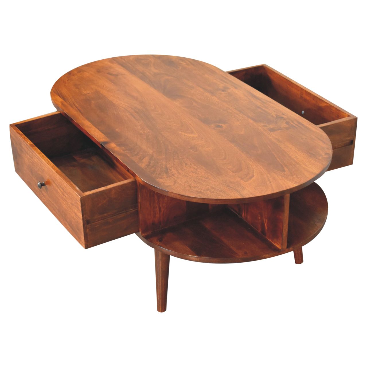 Chestnut Oval Coffee Table. 100% Solid Mango Wood