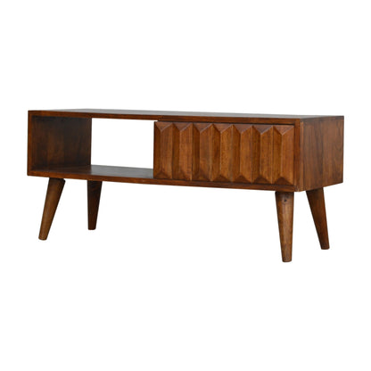 Chestnut Prism Sliding Media Unit. 100% Solid Mango Wood