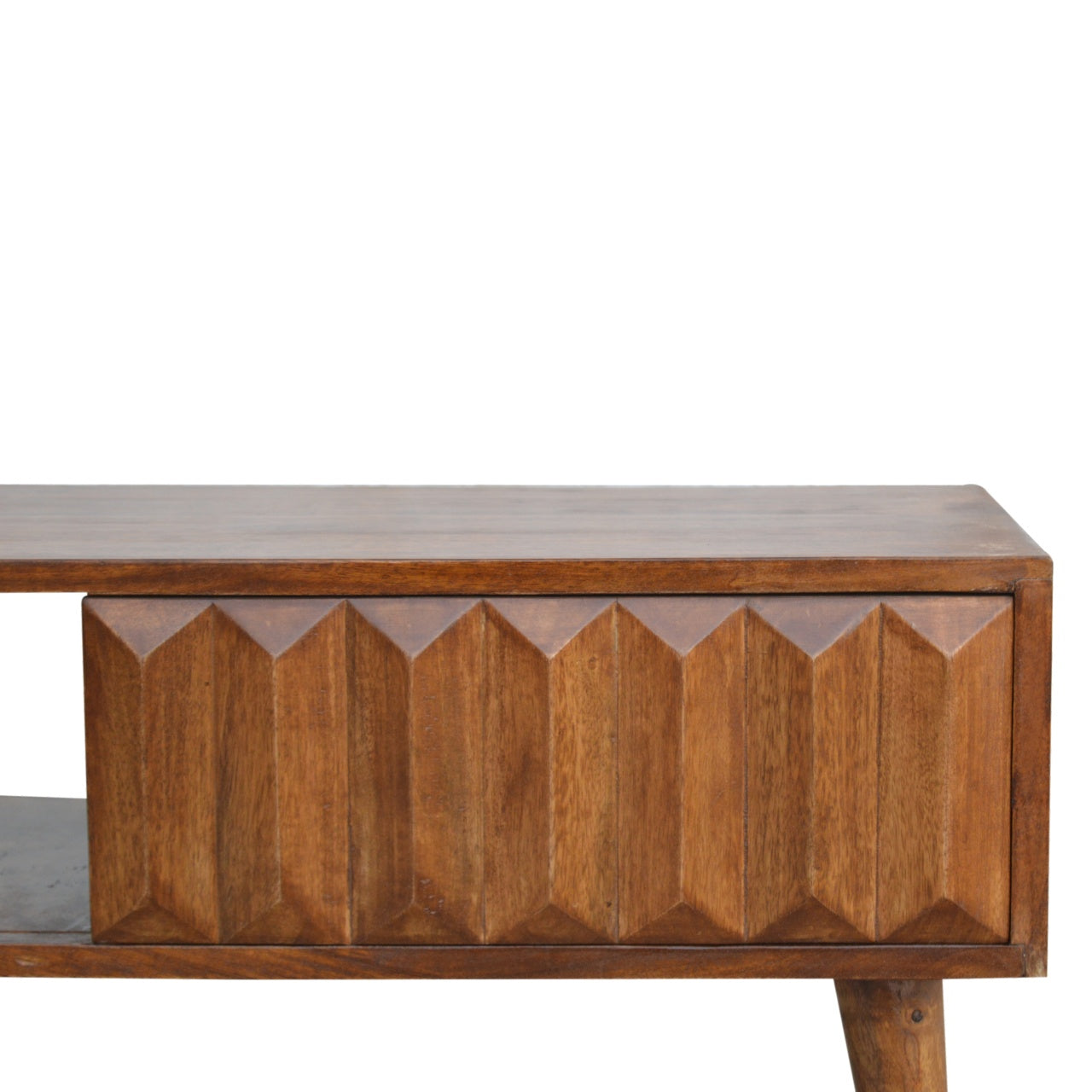 Chestnut Prism Sliding Media Unit. 100% Solid Mango Wood