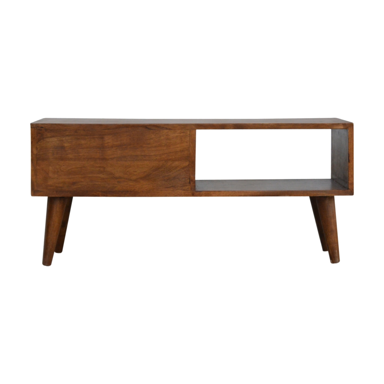 Chestnut Prism Sliding Media Unit. 100% Solid Mango Wood