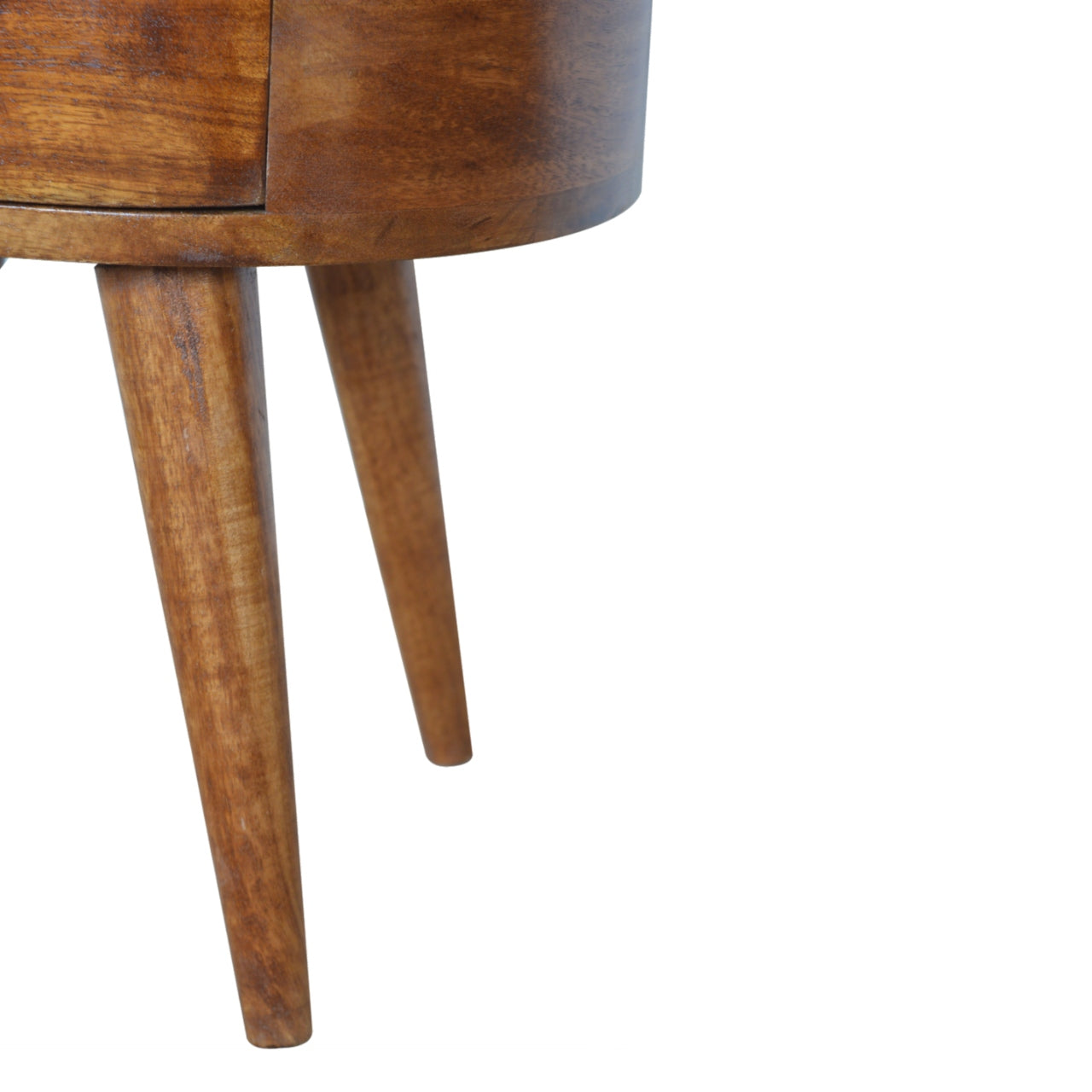 Chestnut Rounded Bedside Table. 100% Solid Mango Wood