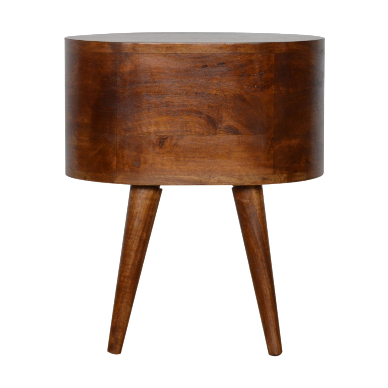 Chestnut Rounded Bedside Table. 100% Solid Mango Wood