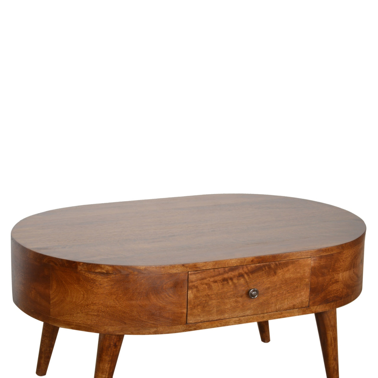 Chestnut Rounded Coffee Table. 100% Solid Mango Woods