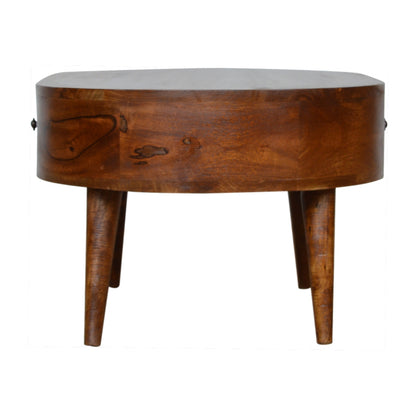 Chestnut Rounded Coffee Table. 100% Solid Mango Woods