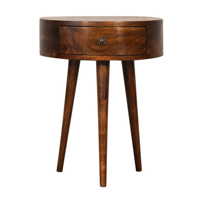 Chestnut Semi Circle Bedside. 100% Solid Mango Wood