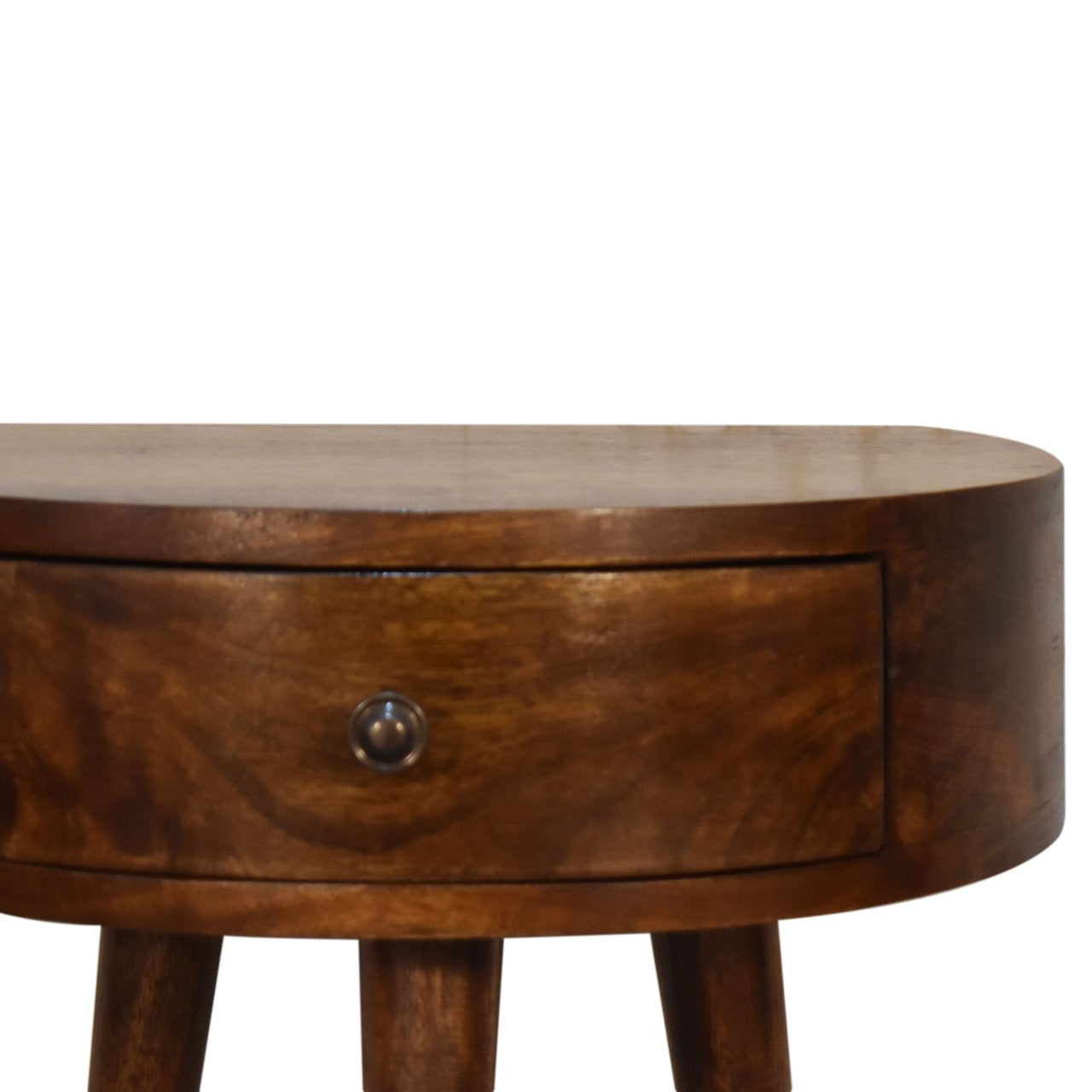 Chestnut Semi Circle Bedside. 100% Solid Mango Wood