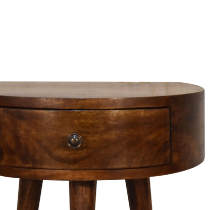 Chestnut Semi Circle Bedside. 100% Solid Mango Wood