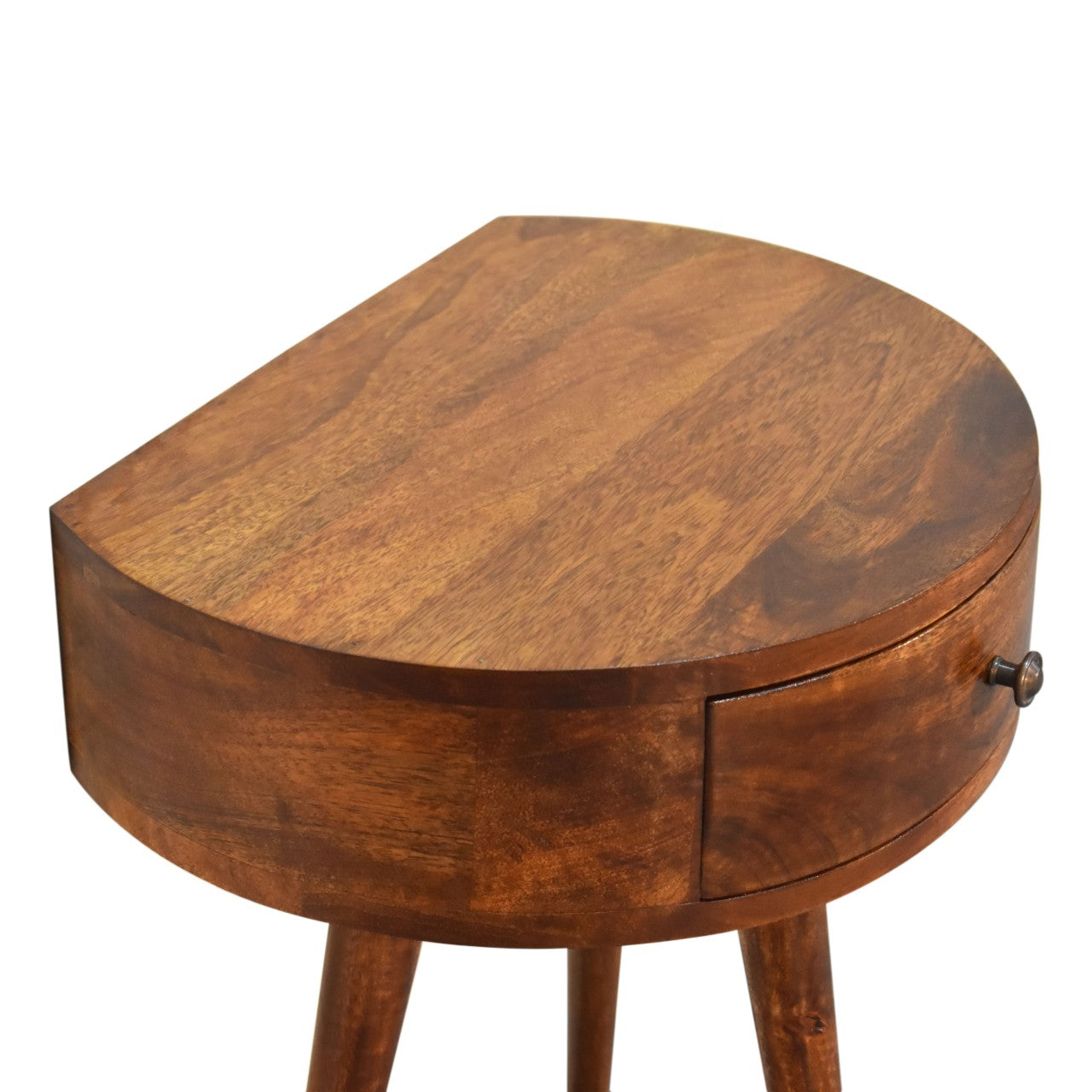 Chestnut Semi Circle Bedside. 100% Solid Mango Wood