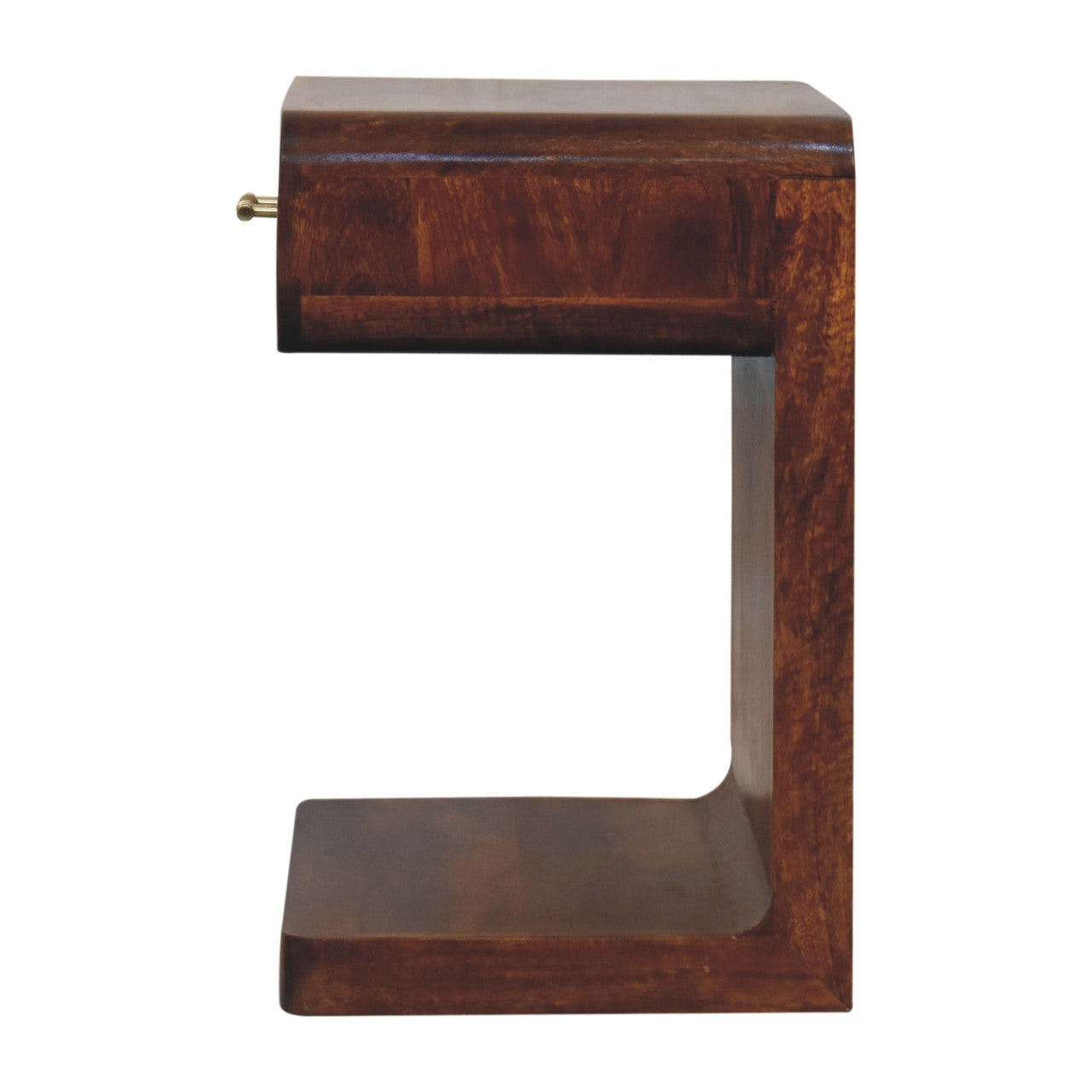 Chestnut T-Bar Rounded Bedside. 100% Solid Mango Wood