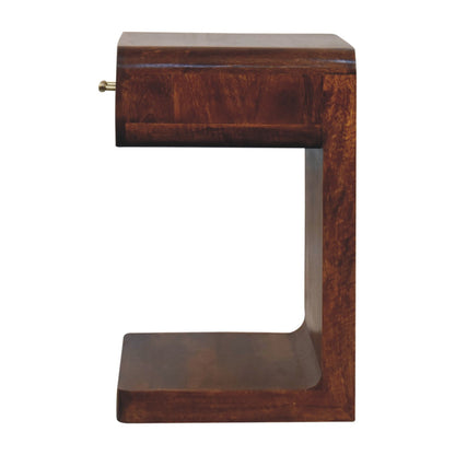 Chestnut T-Bar Rounded Bedside. 100% Solid Mango Wood