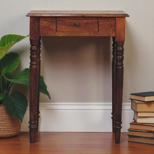 Chestnut Turned Leg Writing Desk. 100% Solid Mango Wood