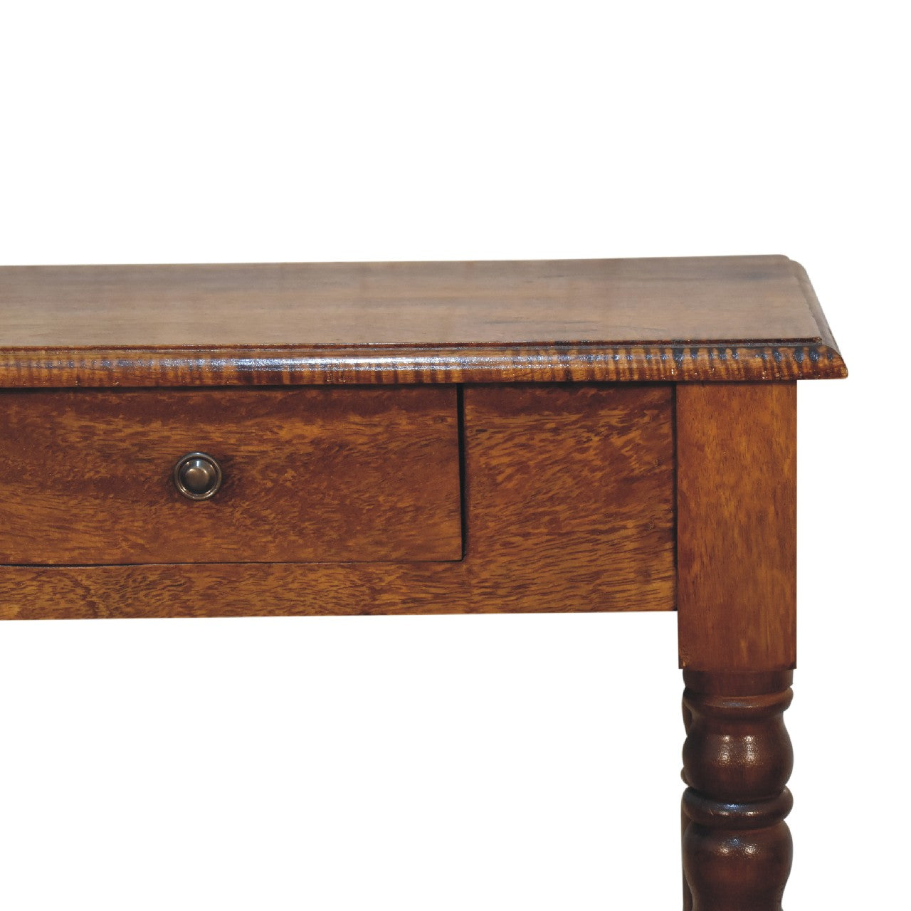 Chestnut Turned Leg Writing Desk. 100% Solid Mango Wood