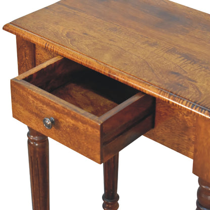 Chestnut Turned Leg Writing Desk. 100% Solid Mango Wood