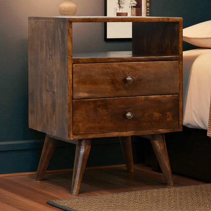 Classic Chestnut Bedside. 100% Solid Mango Wood