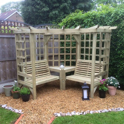 Clementine 4 Seat Corner Arbour Scandinavian Redwood
