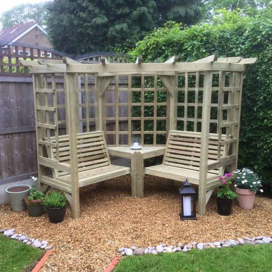 Clementine 4 Seat Corner Arbour Scandinavian Redwood
