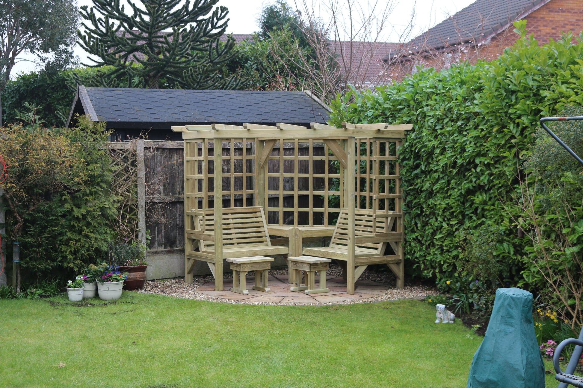 Clementine 4 Seat Corner Arbour Scandinavian Redwood