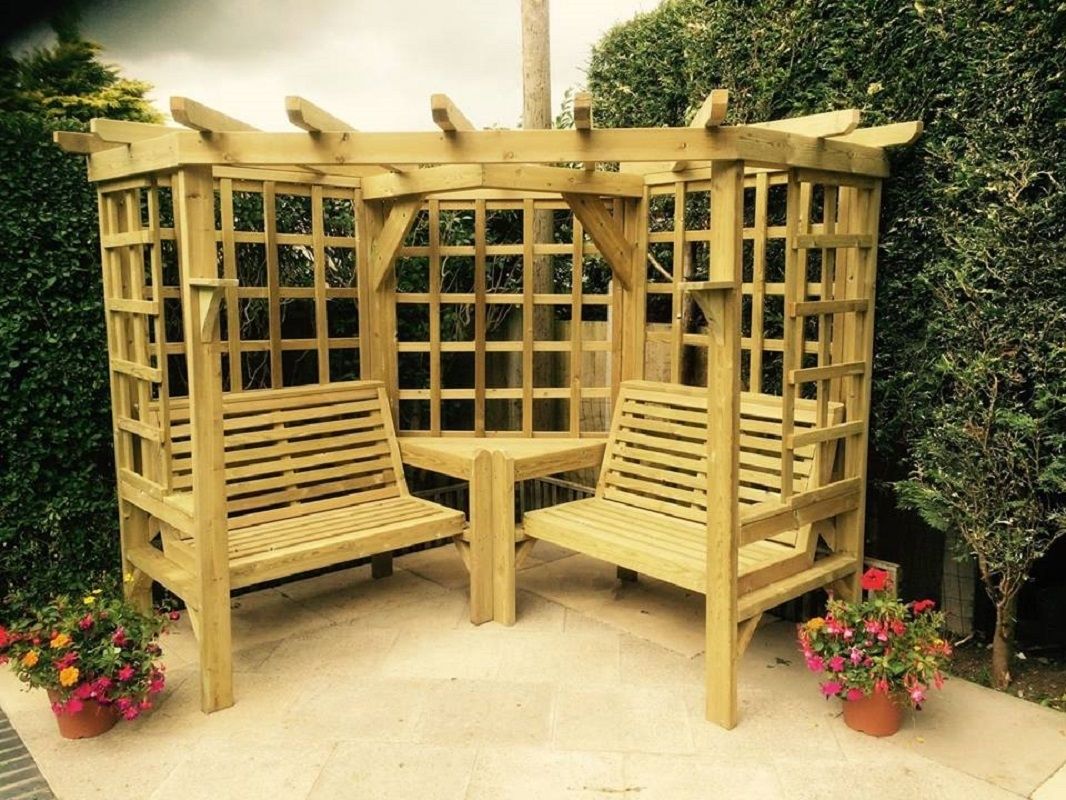 Clementine 4 Seat Corner Arbour Scandinavian Redwood
